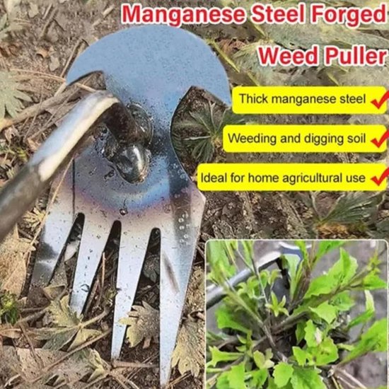Handmatige onkruidsteker - Tuingereedschap ontwortelaar - Onkruid wieden - Ergonomisch ontwerp - 50 cm - Zilver — afbeelding 3