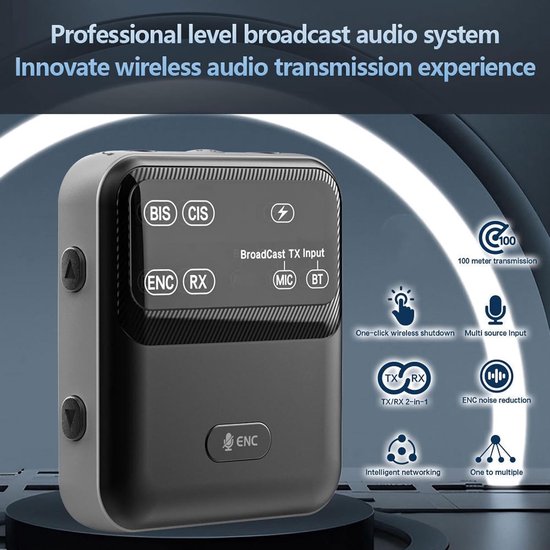 Bluetooth Zender Ontvanger - Draadloze Adapter - Geluid Streamen - Lange Afstand - 20 Uur Batterij - Zwart — afbeelding 3