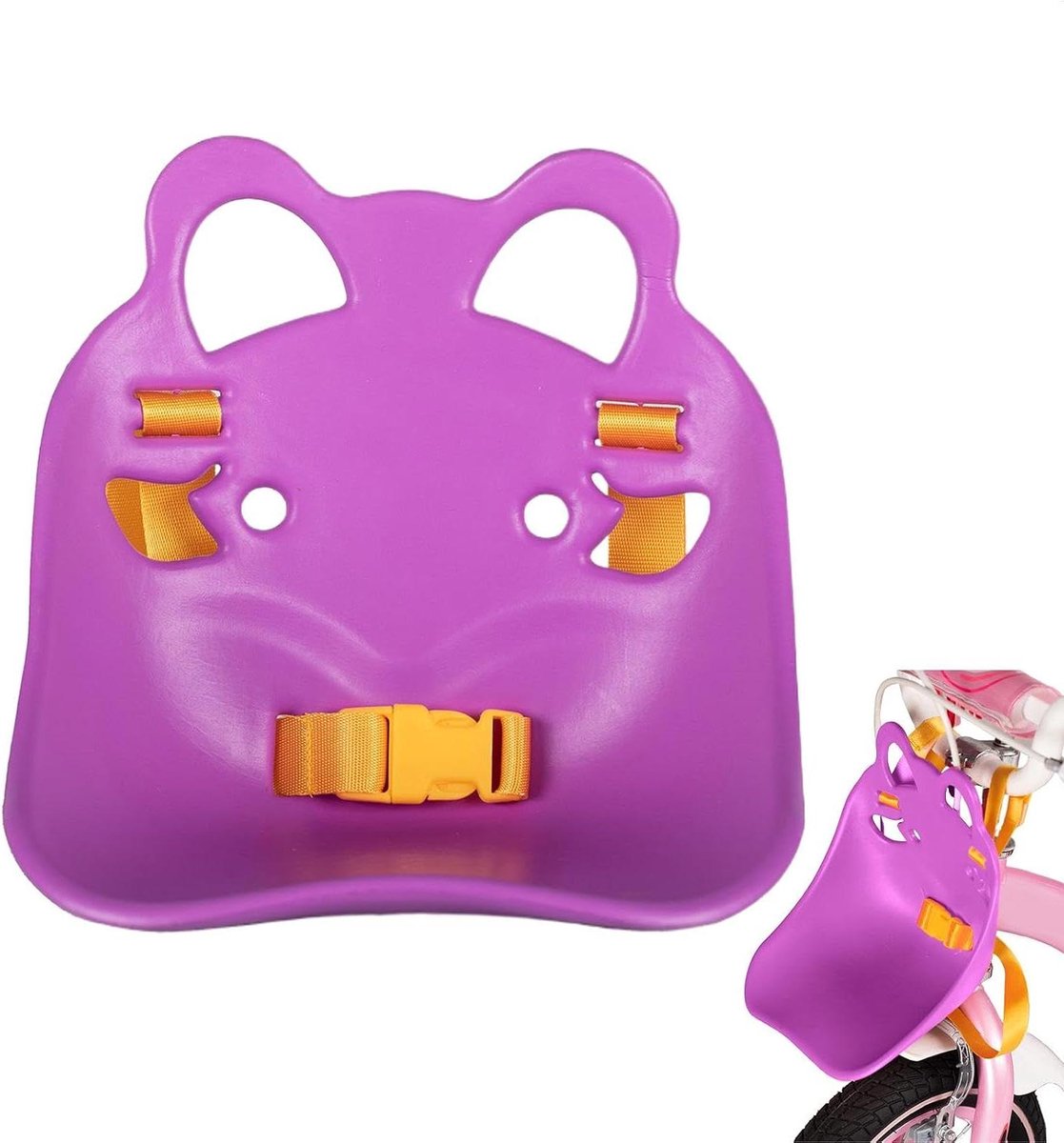 Kinderpopzitje - Poppendrager fiets - Poppen meenemen - Snelle klembevestiging - 19 cm hoog - Paars