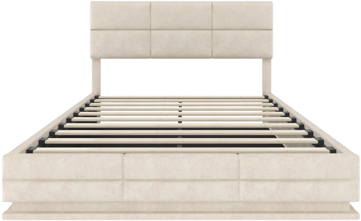 Gestoffeerd Tweepersoonsbed 160x200 cm – Bedframe met USB en Hoofdbord