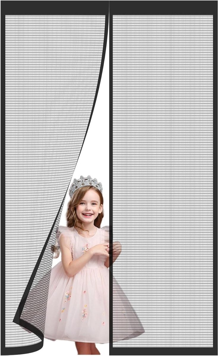 Insectenhor voor raam - Vliegenhor deur - Frisse lucht - Magnetische sluiting - 65x135cm - Zwart