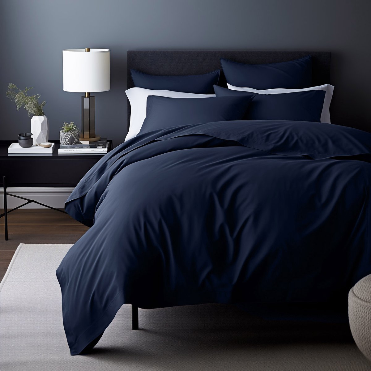 Darymex Satynlove Classic - Dekbedovertrek set - 100% Katoen-Satijn - Met Ritssluiting - 140x200 cm - Donkerdonkerblauw