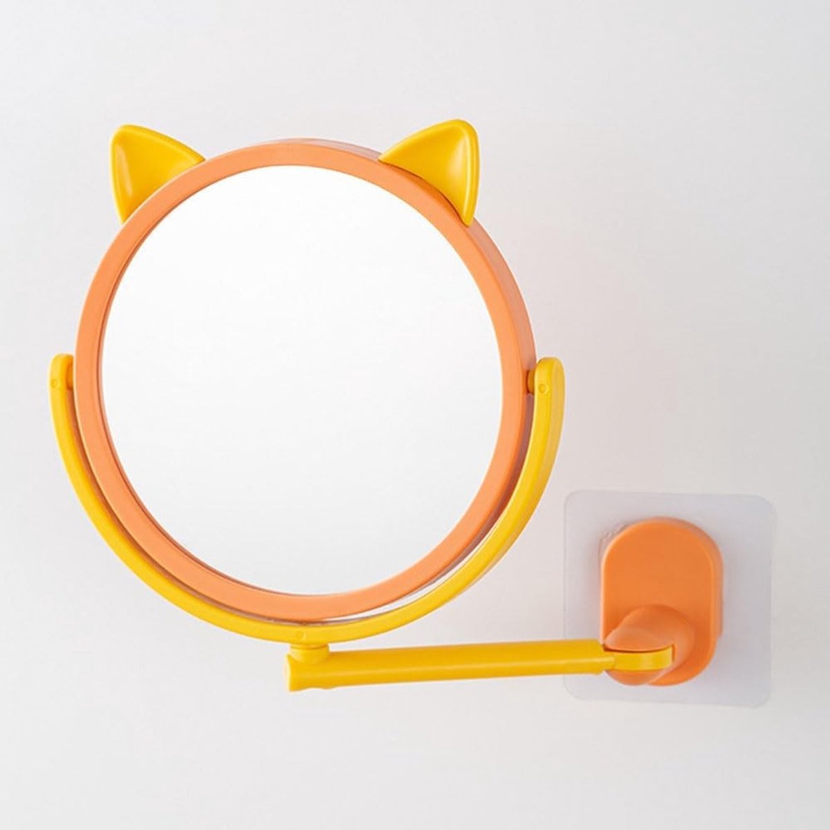 Ronde Wandspiegel voor Badkamer en Make-up, Verstelbare 360 Graden Enkelzijdige Spiegel in Oranje