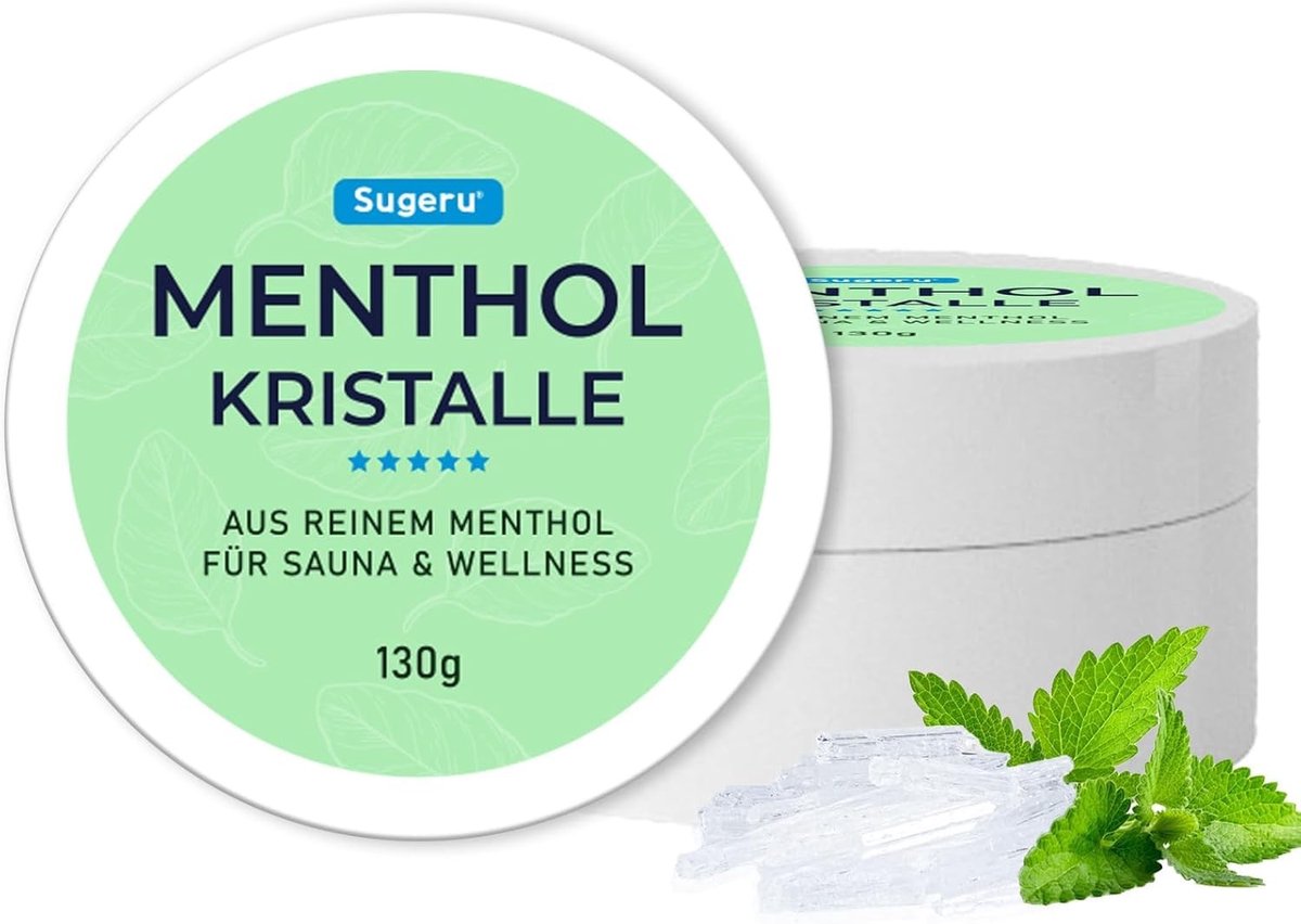 Verfrissende mentholkristallen van pure munt in hersluitbare verpakking voor sauna, aromatherapie en wellness (130 g)