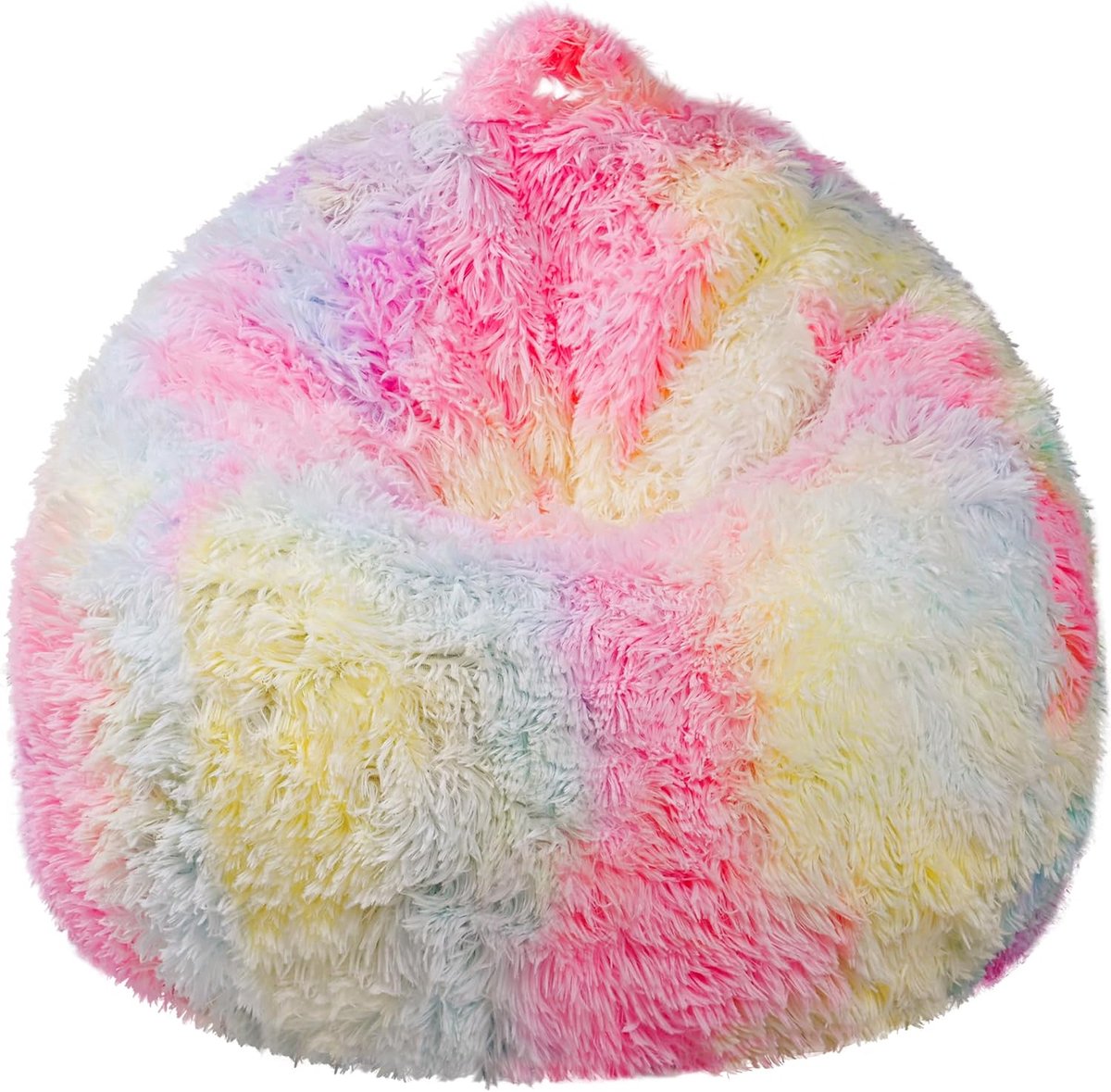 Zitzakhoes van wollig kunstbont voor kinderen en volwassenen (zonder vulling), antislip opslag voor knuffeldieren voor woonkamer en slaapkamer (regenboog)