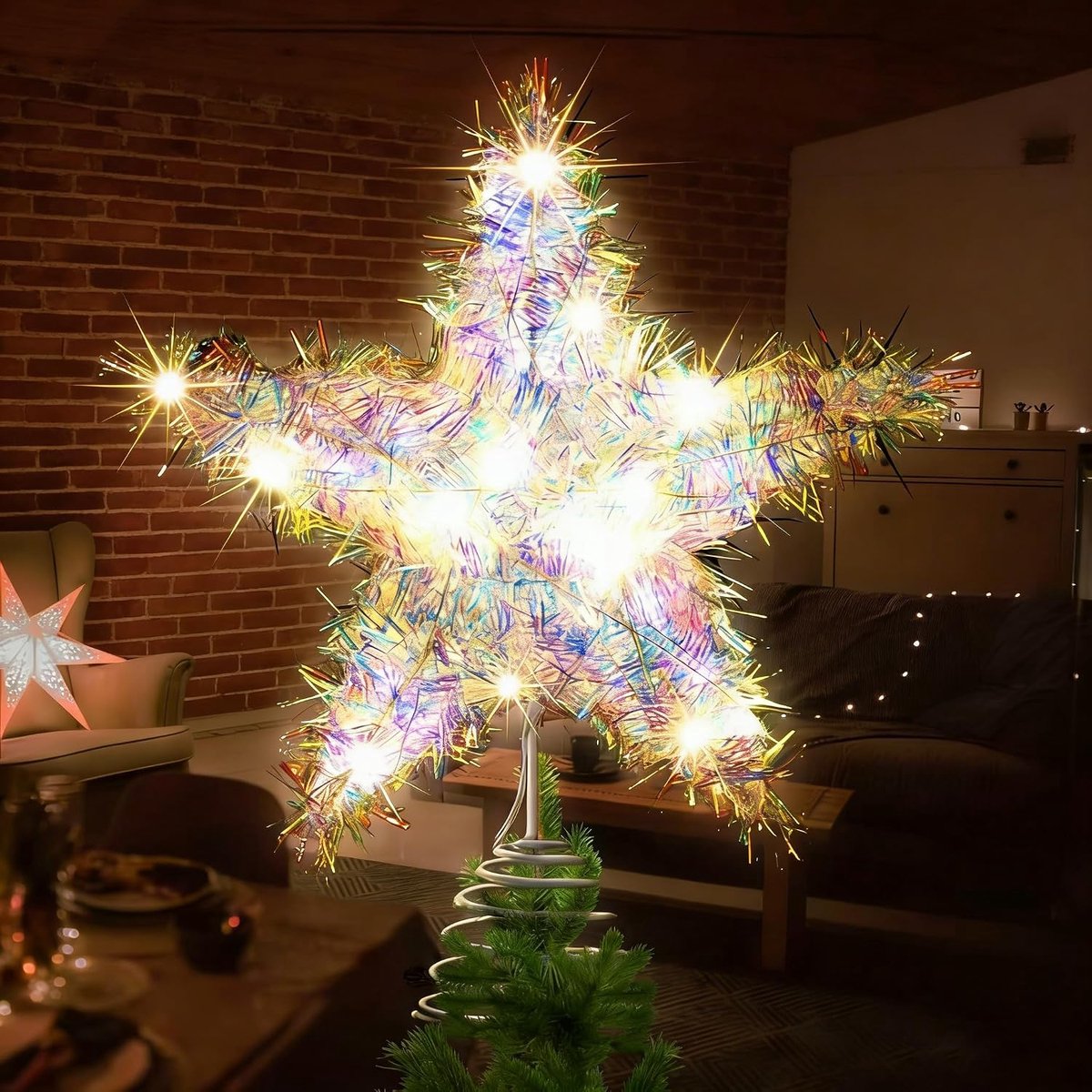 Ster, Glinsterende Kerstboom Topper, LED, Verlichte Boompiek, Kerstdecoratie Voor Kerstboom