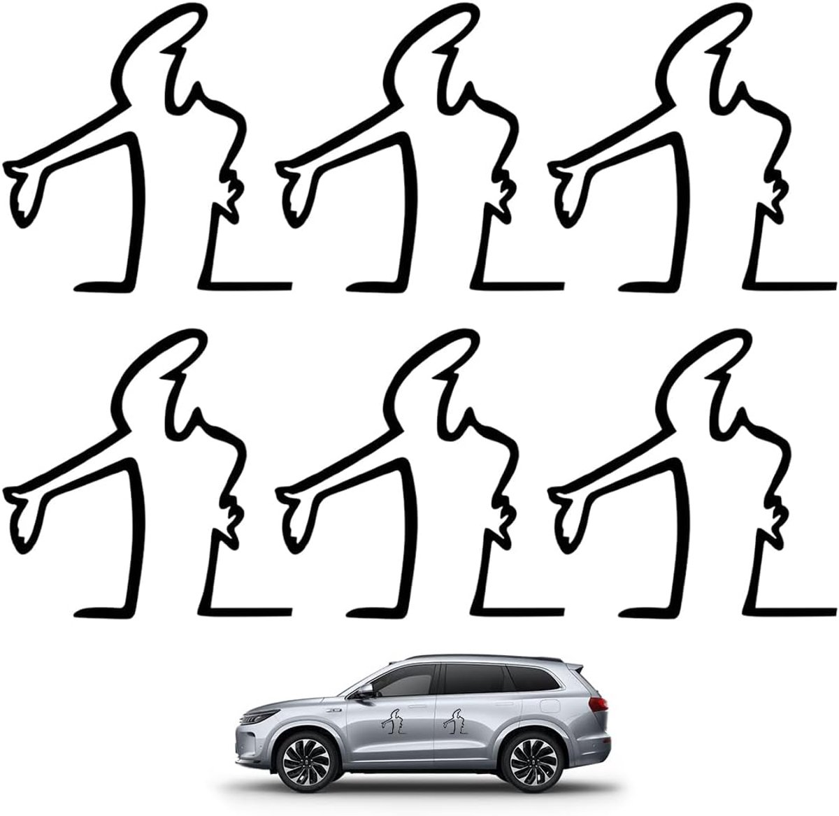 stickers en magneten, verpakking van 6 waterdichte reflecterende stickers voor auto's, waarschuwingsstickers voor krassen op autolak, zwarte autostickers (8 x 8 cm)