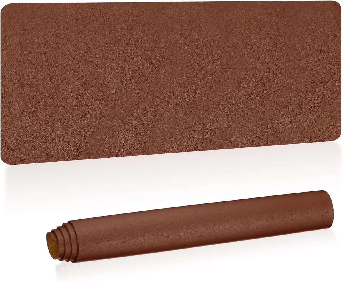 48"x17" grote bureaumat, PU lederen dubbelzijdige grote bureauonderlegger, donkerbruin