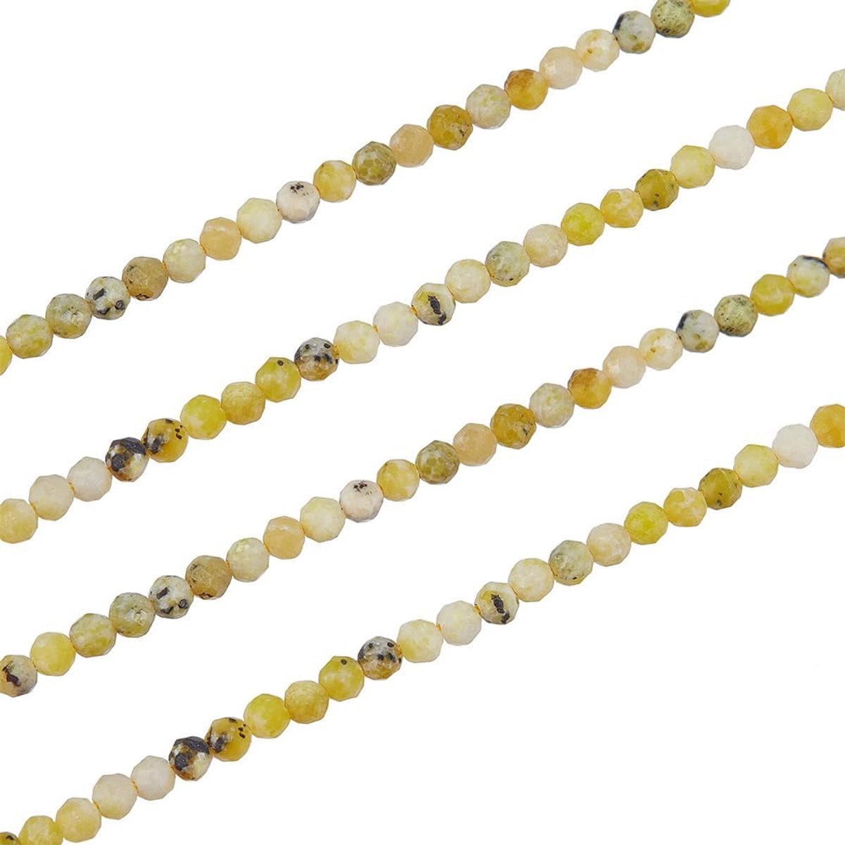 Ongeveer 340 stuks natuurlijke jaspis kralen, 2-2,5 mm ronde facet natuurlijke losse edelsteen kralen citroen gele spacer steen kralen voor doe-het-zelf armband kettingen sieraden maken