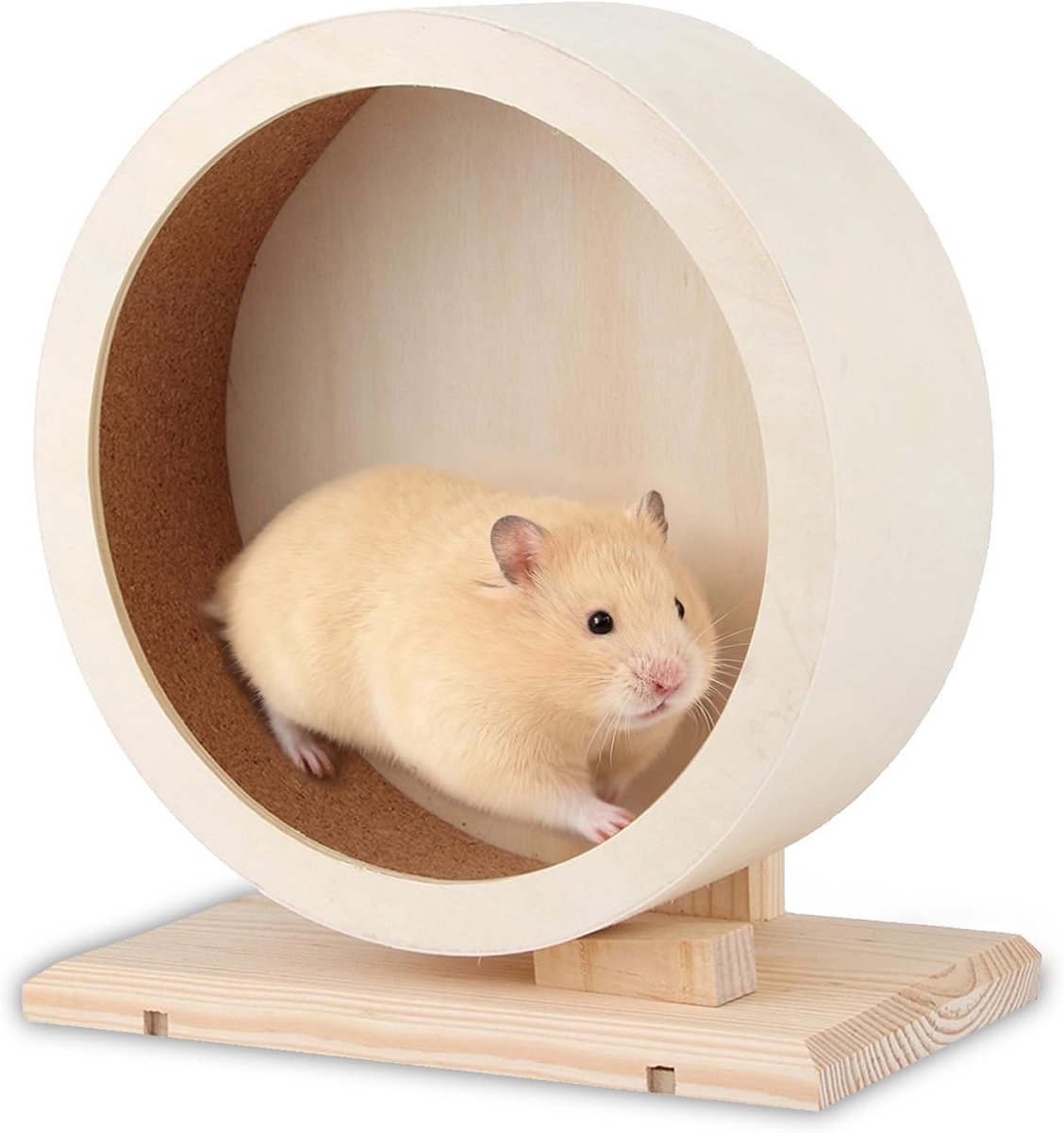 Loopfiets voor hamsters van hout, loopfiets voor hamsters, cavia's voor oefeningen, nest voor egel, gerbils, chinchilla's, kleine dieren (diameter 21 cm)