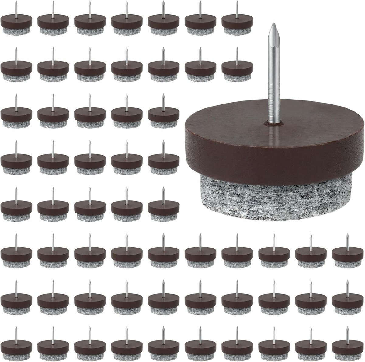 60 stuks meubelpads, vloerbeschermers, 28 mm diameter stoelpoot vloerbeschermers, 5 mm dikke vilten pads voor meubelpoten met eenvoudige nagelinstallatie, antislip voor parketlaminaat