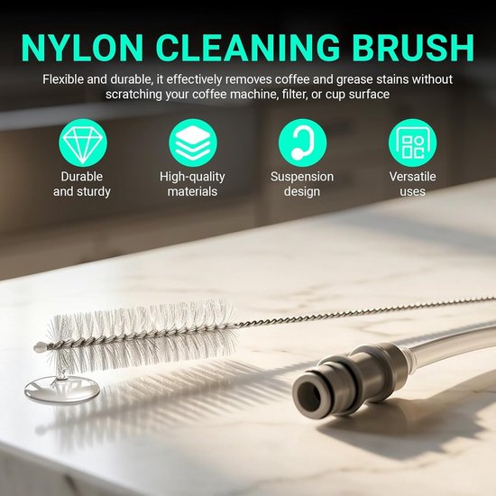 8-delige flessenreinigingsborstelset, 21 cm, reageerbuisborstel, roestvrij staal, reinigingsborstel voor koffiezetapparaten, rietjes, spleetreinigingsbuizen — afbeelding 2