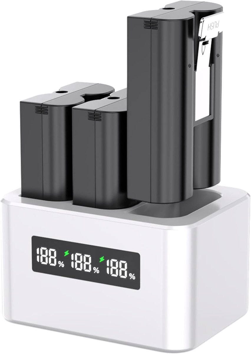 SnelShoppen - 3 Pack Vervangende Batterij 6040mAh met Oplaadstation en LED Display Type-C voor Ring Deurbel Camera 2/3/4, Stick Up Cam en Spotlight Ca