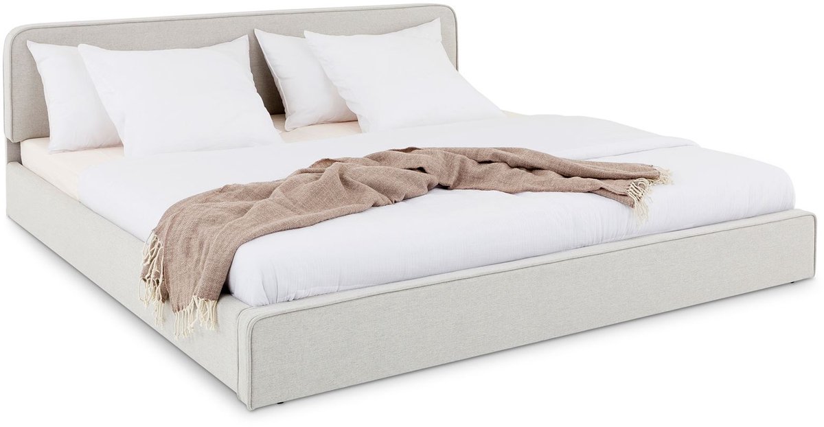 LATINI-boxspring 160x200 cm in lichtgrijs met verstelbaar hoofdeinde