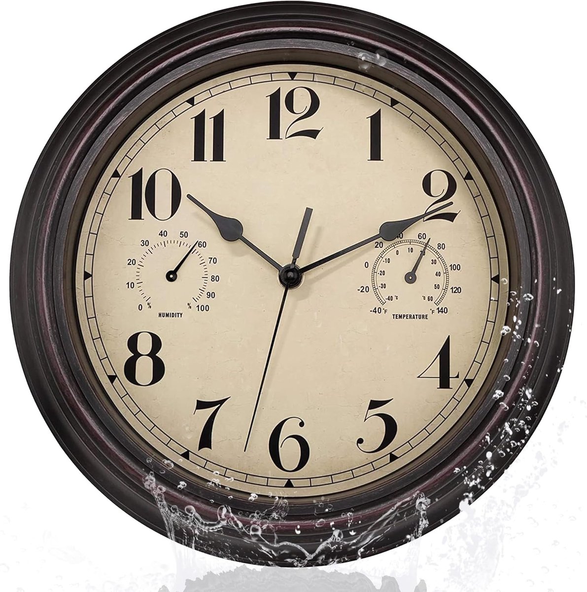 SnelShoppen - Weerbestendige Wandklok met Temperatuurweergave en Hygrometer - Stille Retro Tuin Klok - 30 cm Blauw voor Patio, Badkamer, Keuken en Woo