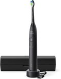 Zwarte Philips Sonicare elektrische tandenborstel op oplader met reisetui.