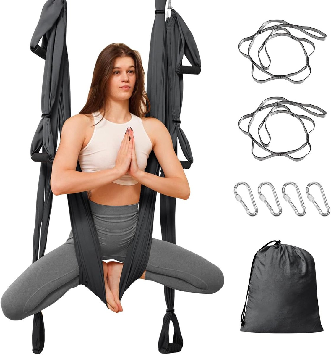 SnelShoppen - Air Yoga Hammock Set - Swing Hammock voor Anti-Gravity Yoga - Nylon Taffeta - Tot 300kg - Ideaal voor Thuis, Yogastudio of Buiten