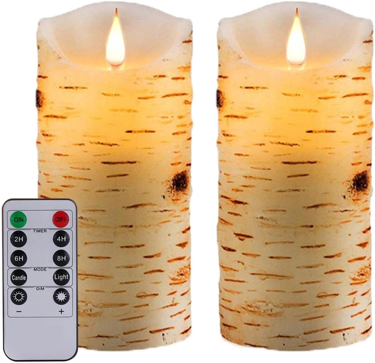 SnelShoppen - 3D Wick LED Kaarsen, Op Batterij, 10 Toetsen Afstandsbediening, 24 Uur Timer, 2 Elektrische Flikkerende Kolommen, Echte Was, Voor Bruilo