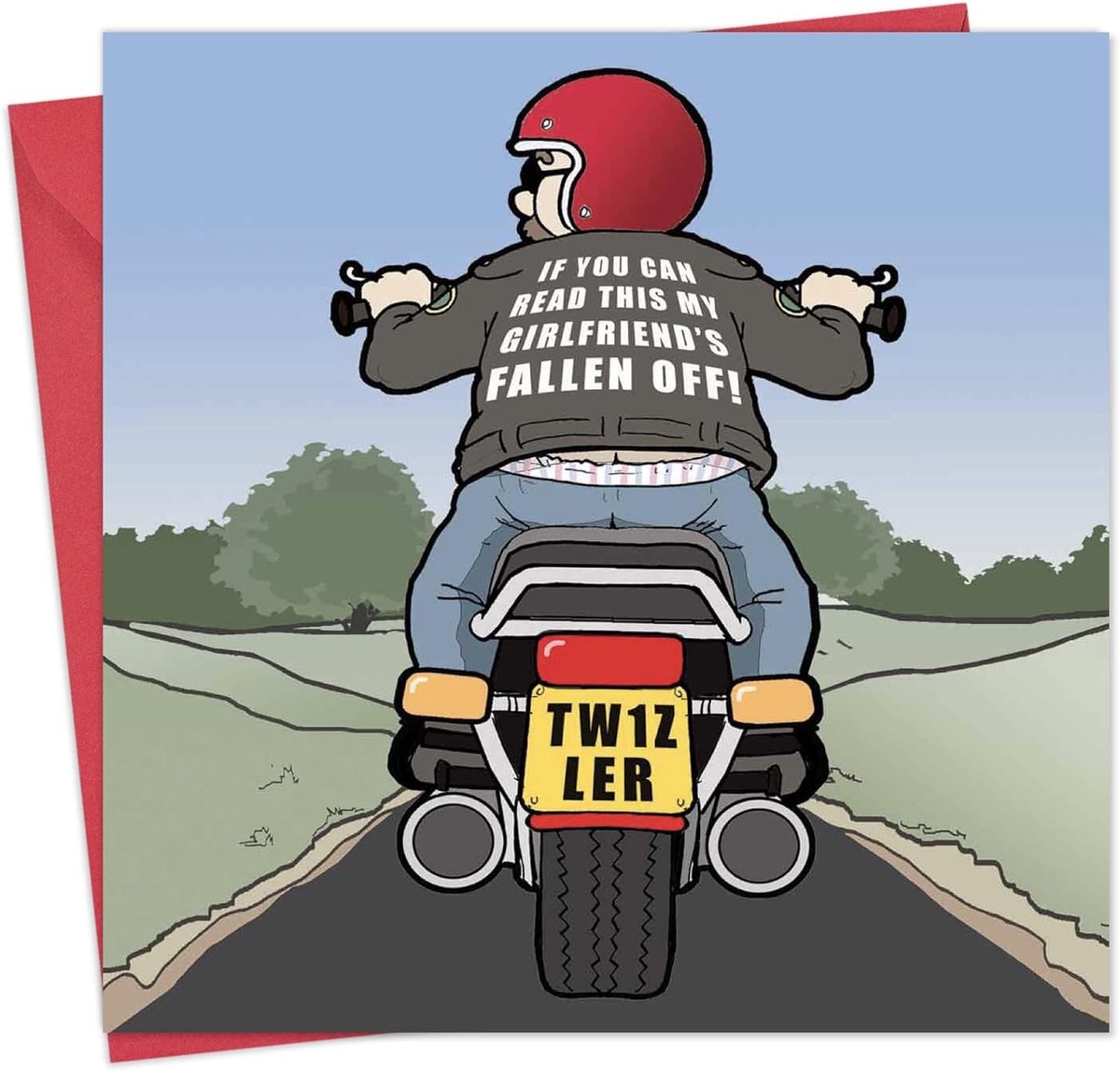 SnelShoppen - Humoristische Wenskaart met Motorfiets en Verloren Vriendin - Lege Binnenkant - Verjaardag, Vaderdag, Verjaardag, Valentijnsdag, Gefelic