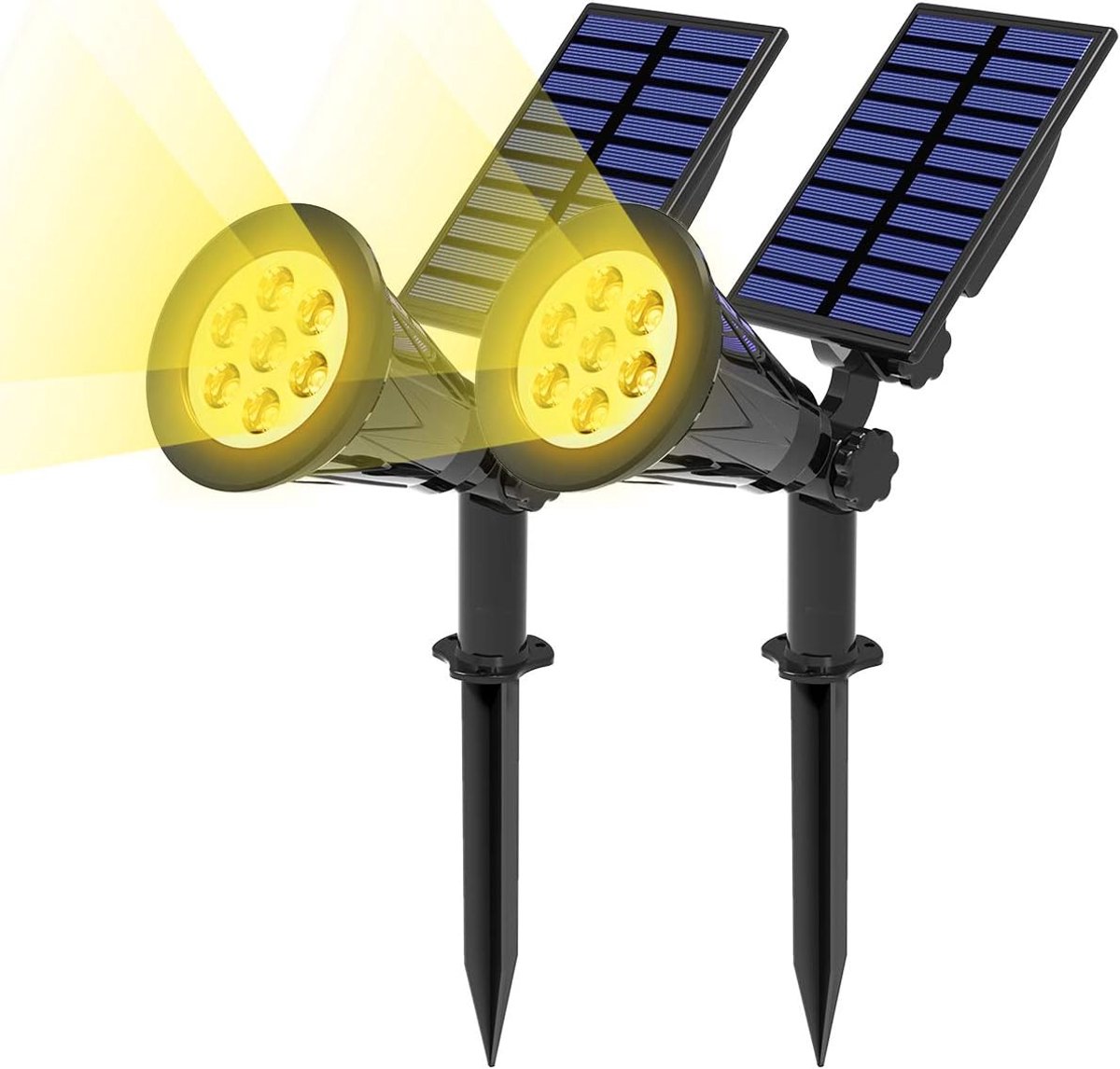 SnelShoppen - 2x Solar Tuinverlichting, Waterdichte Buitenwandlamp, Helder LED Tuinlicht, 2 Verlichtingsmodi, Veiligheidslicht voor Tuin en Binnenplaa