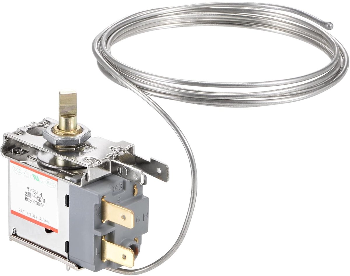 SnelShoppen - Thermostaat Koelkast en Vriesvak, Temperatuurregeling met 2 Pinnen, 250V, 6A, 1.5 Meter Kabel voor Koelboxen, Keuken, Vriezer
