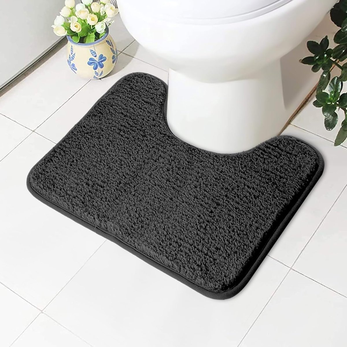 SnelShoppen - Absorberende Toiletmat, Antislip Extra Zachte Badkamer Mat, Microfiber Fluffy Shaggy Toilet Rug, Machinewasbaar, Sneldrogend Badmat, U V
