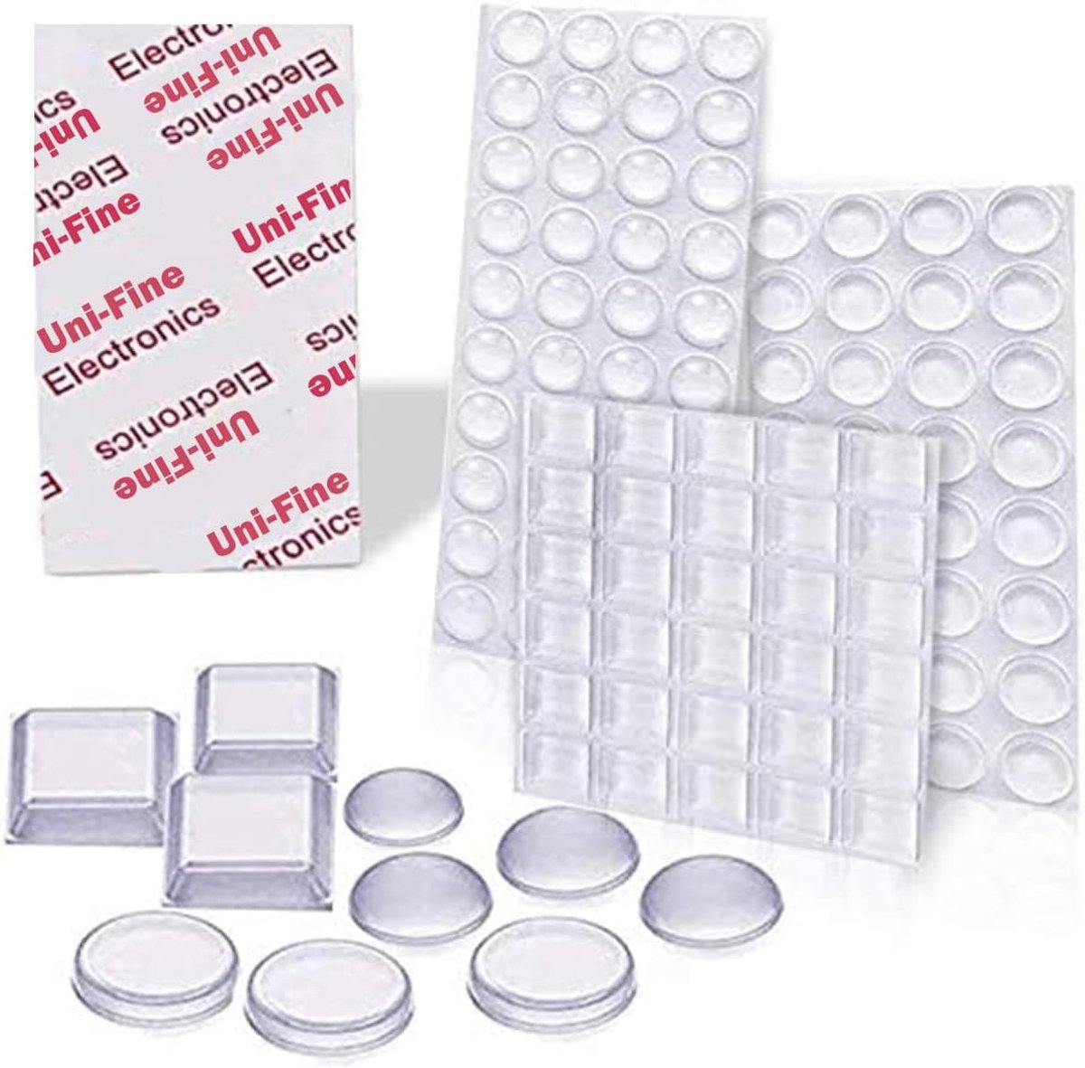 SnelShoppen - 122 Stuks Zelfklevende Rubber Voetjes, Geluidsreducerende Bumpers voor Meubels, Ronde, Halfronde en Vierkante Bumper Pads voor Deuren, L