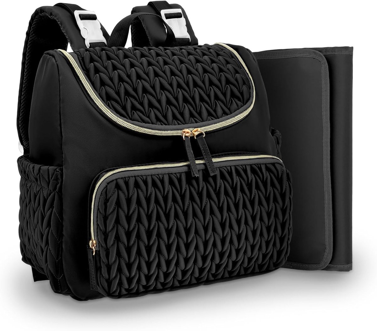 SnelShoppen - Kleine Luiertas met Aankleedonderlegger, Casual Luierrugzak met Geïsoleerde Tas, Stijlvolle Babyrugzak voor Kinderwagen, Waterdichte Lui