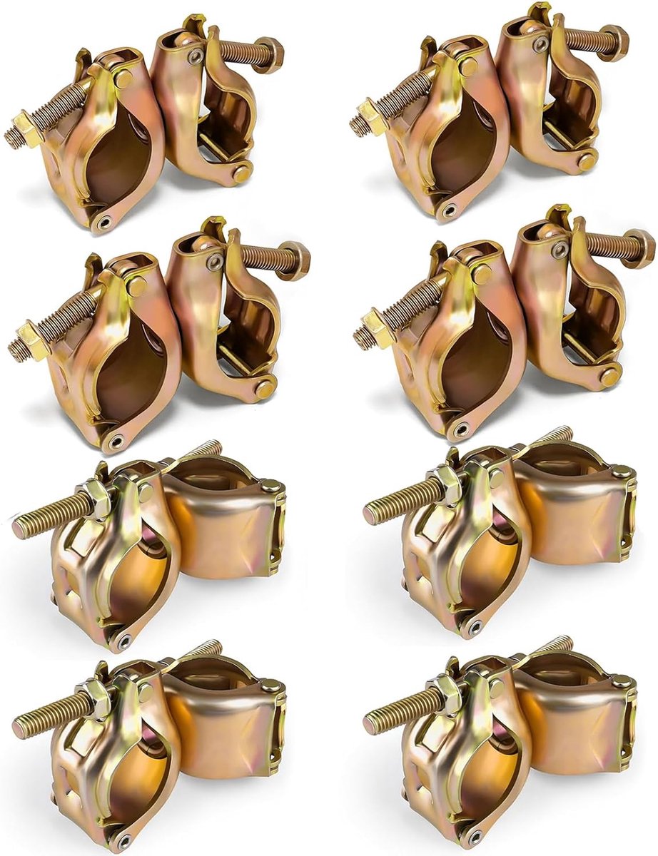 SnelShoppen - Swivel Joint Scaffolding Coupling Set van 8 Stuks, 360° Rotatable Scaffolding Clamp voor 42-48 mm Buis, Ideaal voor Bouw en Renovatie