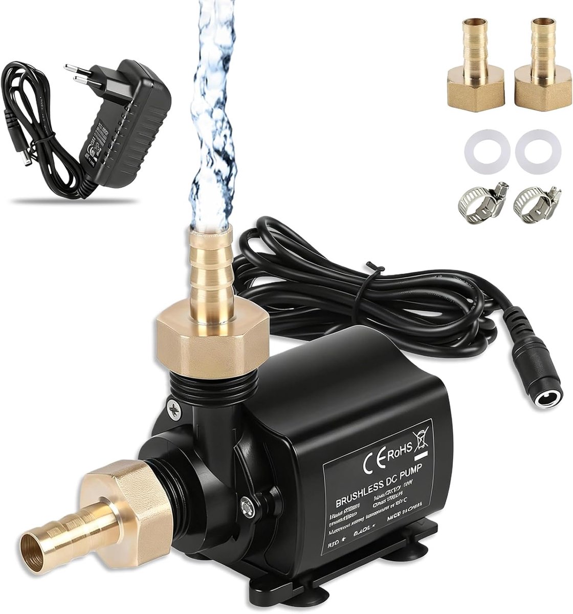 SnelShoppen - Mini Waterpomp 12 V 800 L/H met Snelheidsregeling - Brushless Dompelpomp voor Vijver, Aquarium, Fontein, en Watercirculatiesysteem