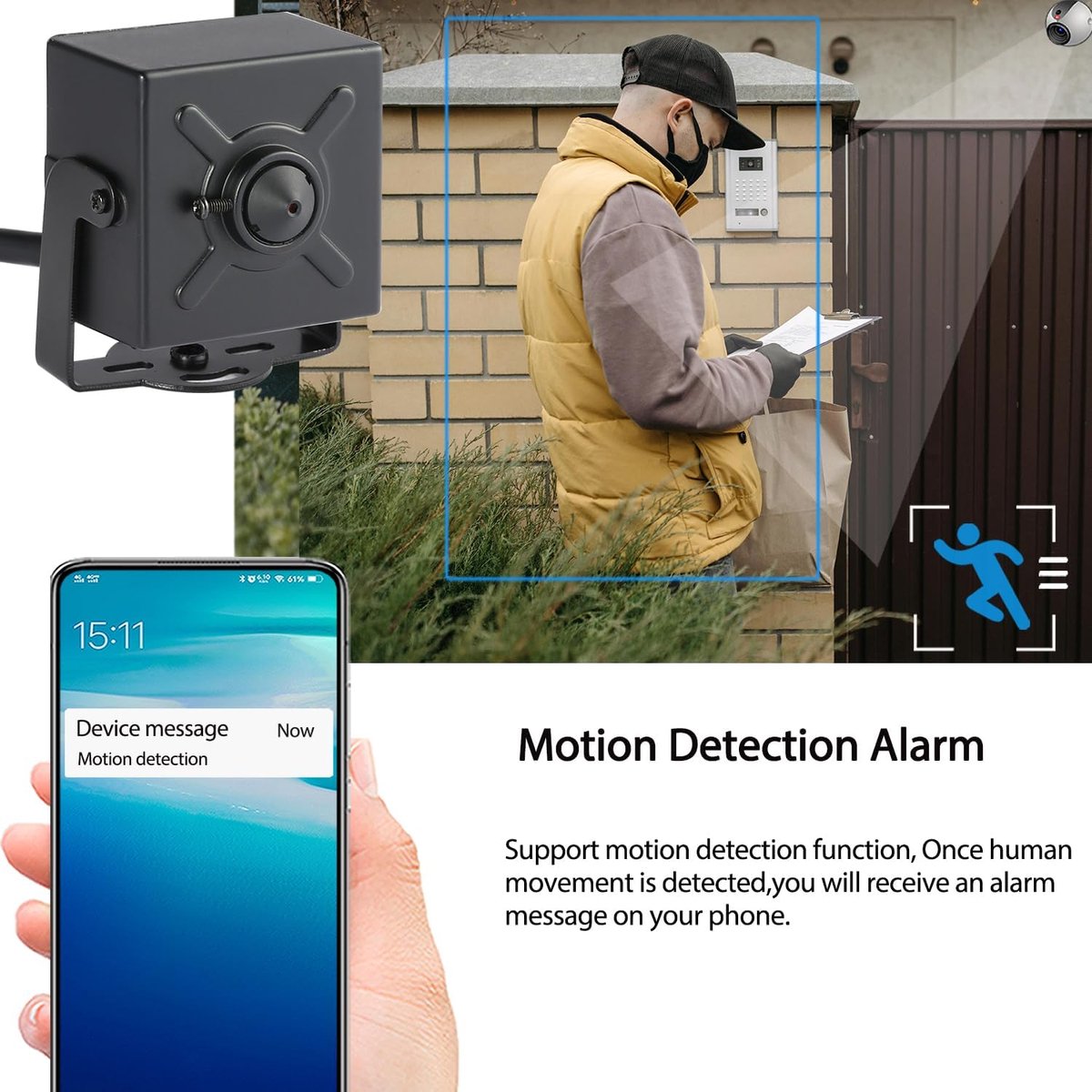 SnelShoppen - HD 8MP POE IP Camera - 4K Mini CCTV Beveiligingscamera met 3.7mm Lens en 75° Kijkhoek - Bewegingdetectie, Binnengebruik, Power over Ethe