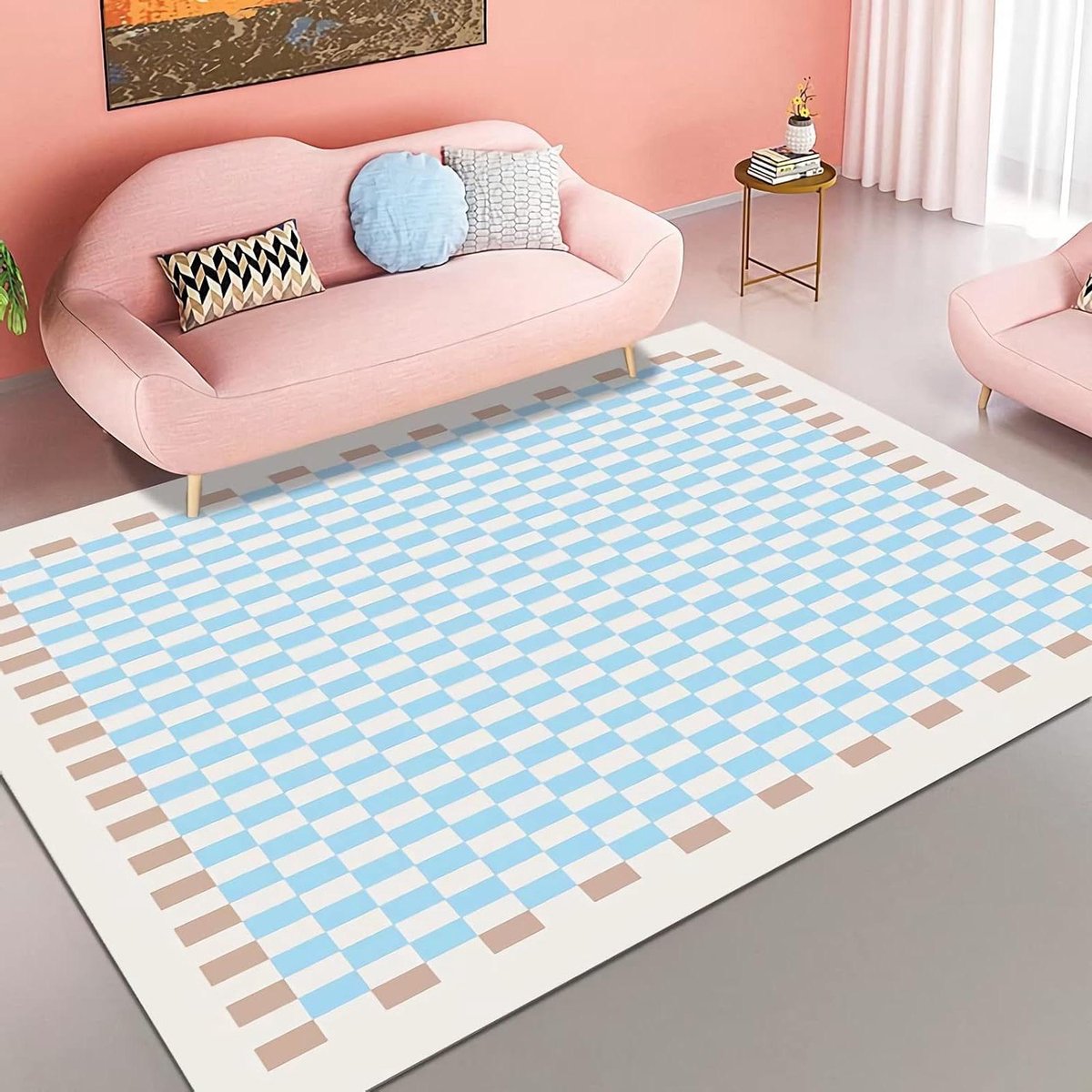 Vloerkleed Woonkamer - Decoratief Kleed - Interieur Verfraaien - Antislip Onderkant - 200x350cm - Blauw Bruin