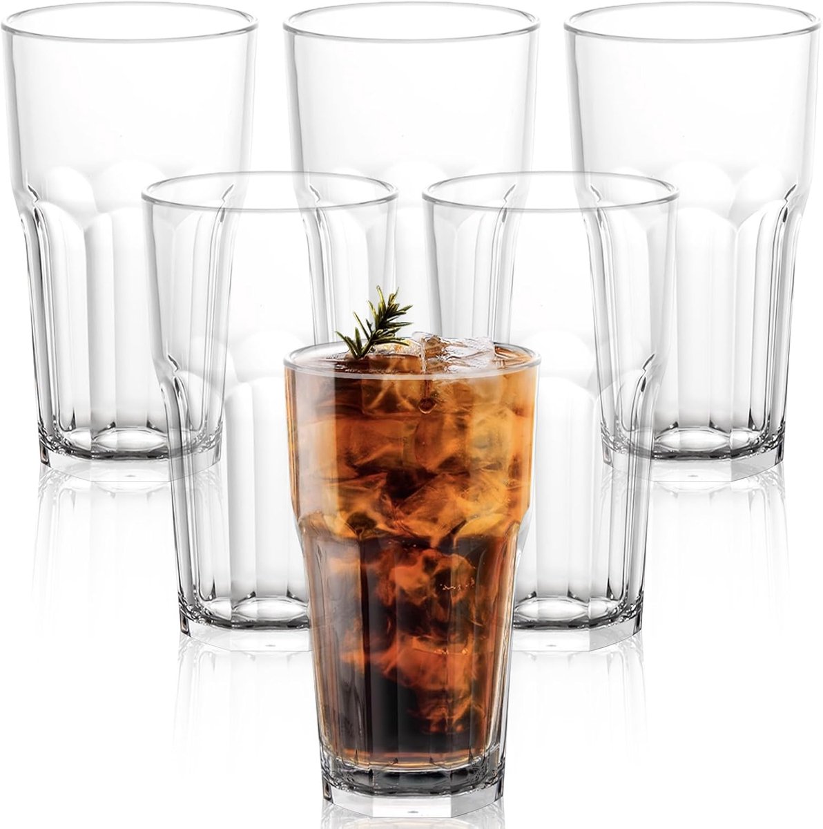 SnelShoppen - 6 Stuks 370ml Acryl Plastic Drinkglazen, Herbruikbare Waterglazen, Stapelbare Cocktailbekers, Schokbestendige Drinkbekers voor Thuis, Pi