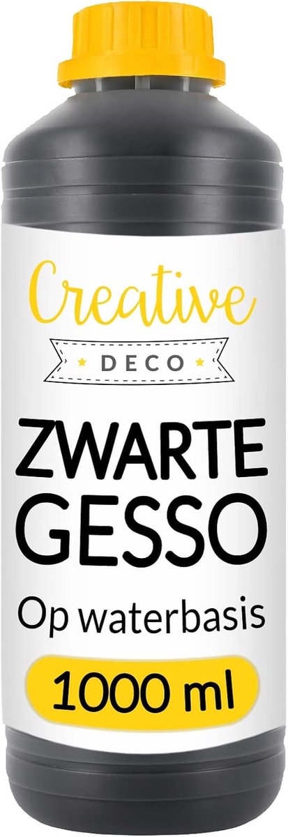 SnelShoppen - Black Gesso 1L | Professionele Primer voor Schilderen | Ideale Ondergrond voor Canvas, Karton, Steen, Pleister | Perfect voor Kunstenaar