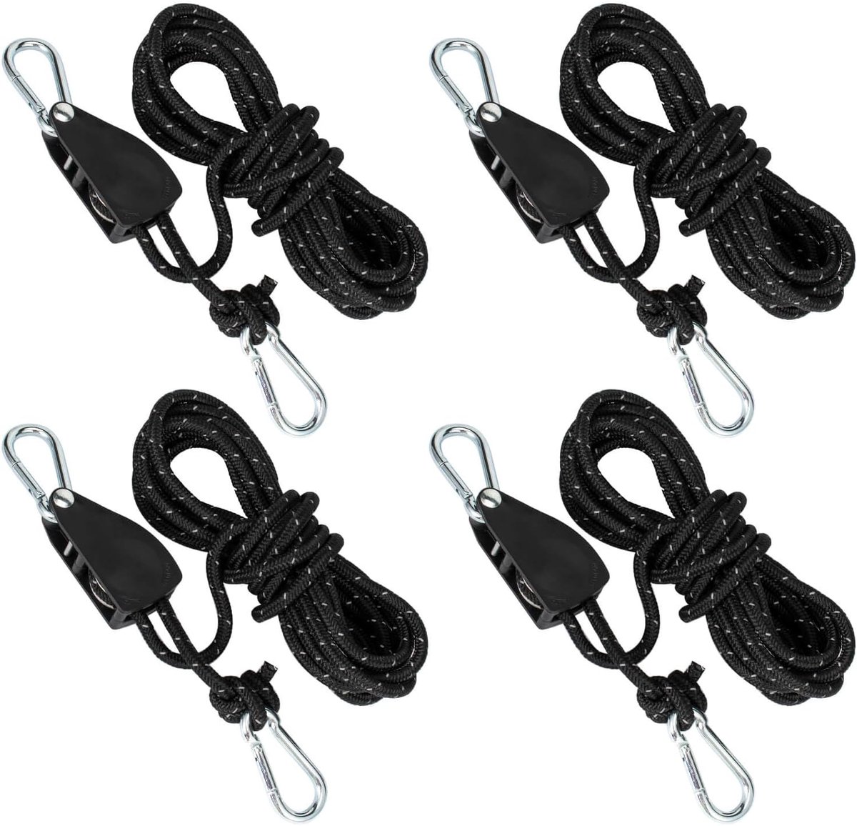 SnelShoppen - Pulley met Kabel Tensioner, Rope Ratchet met 4 m Touw, Tent Spanlijn met Verstelbare Kabelrem, Perfect voor Camping, Awnings, Tenten (4