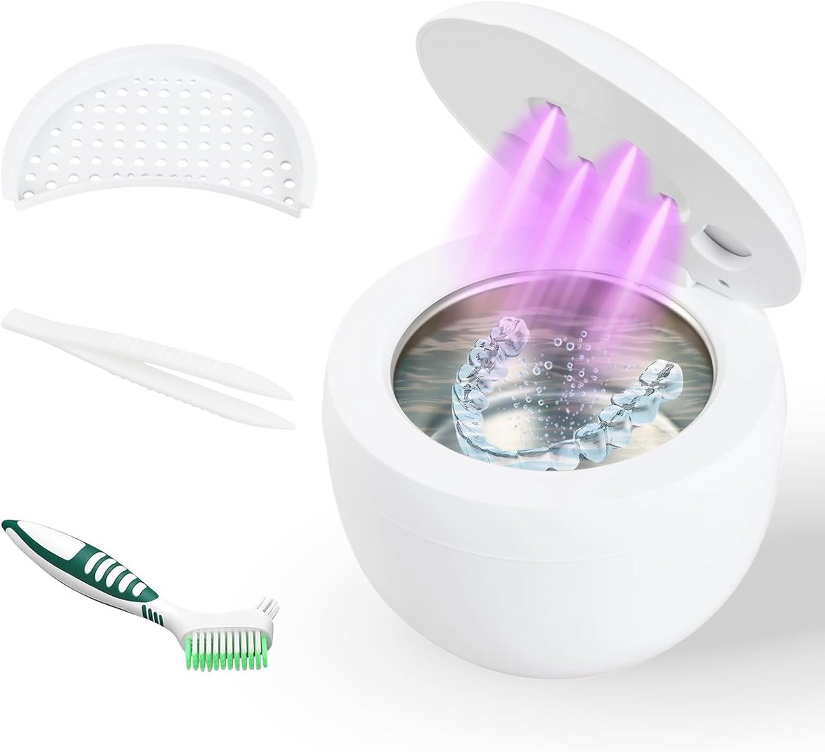SnelShoppen - Ultrasoonreiniger 45kHz met UV 25W - Ultrasonic Retainer Cleaner - Tandheelkundig Pod - Ultrasoonbad voor Prothesen, Aligners, Sieraden