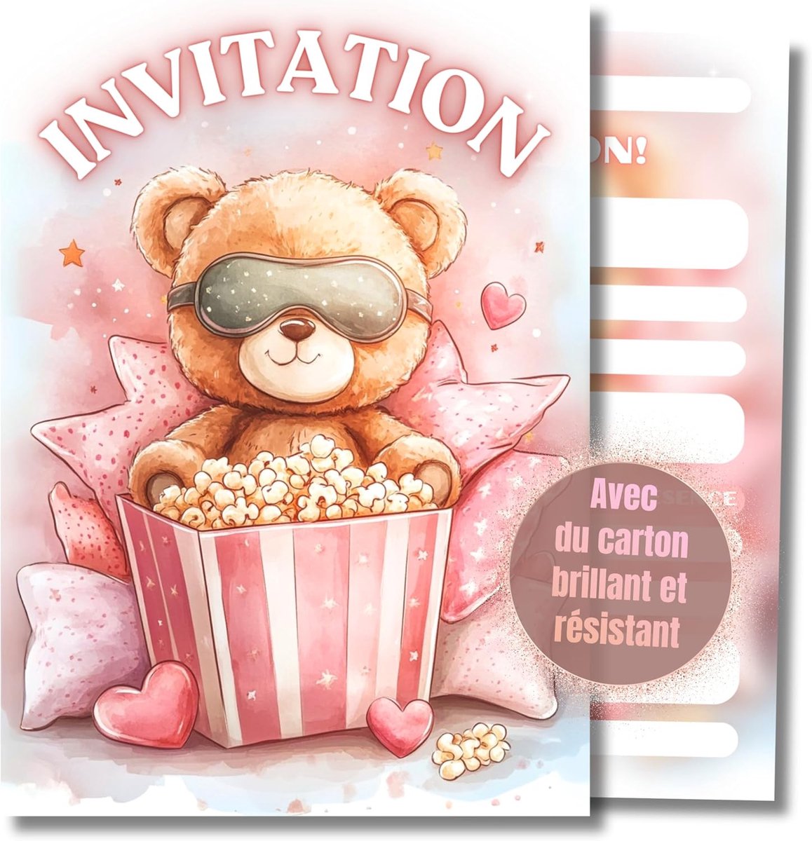 SnelShoppen - Bear Birthday Invitation Cards - 12 Stuks - DIN A6 - Schattige Uitnodigingen voor Kinderfeestje - Pyjama Thema - Makkelijk In Te Vulllen