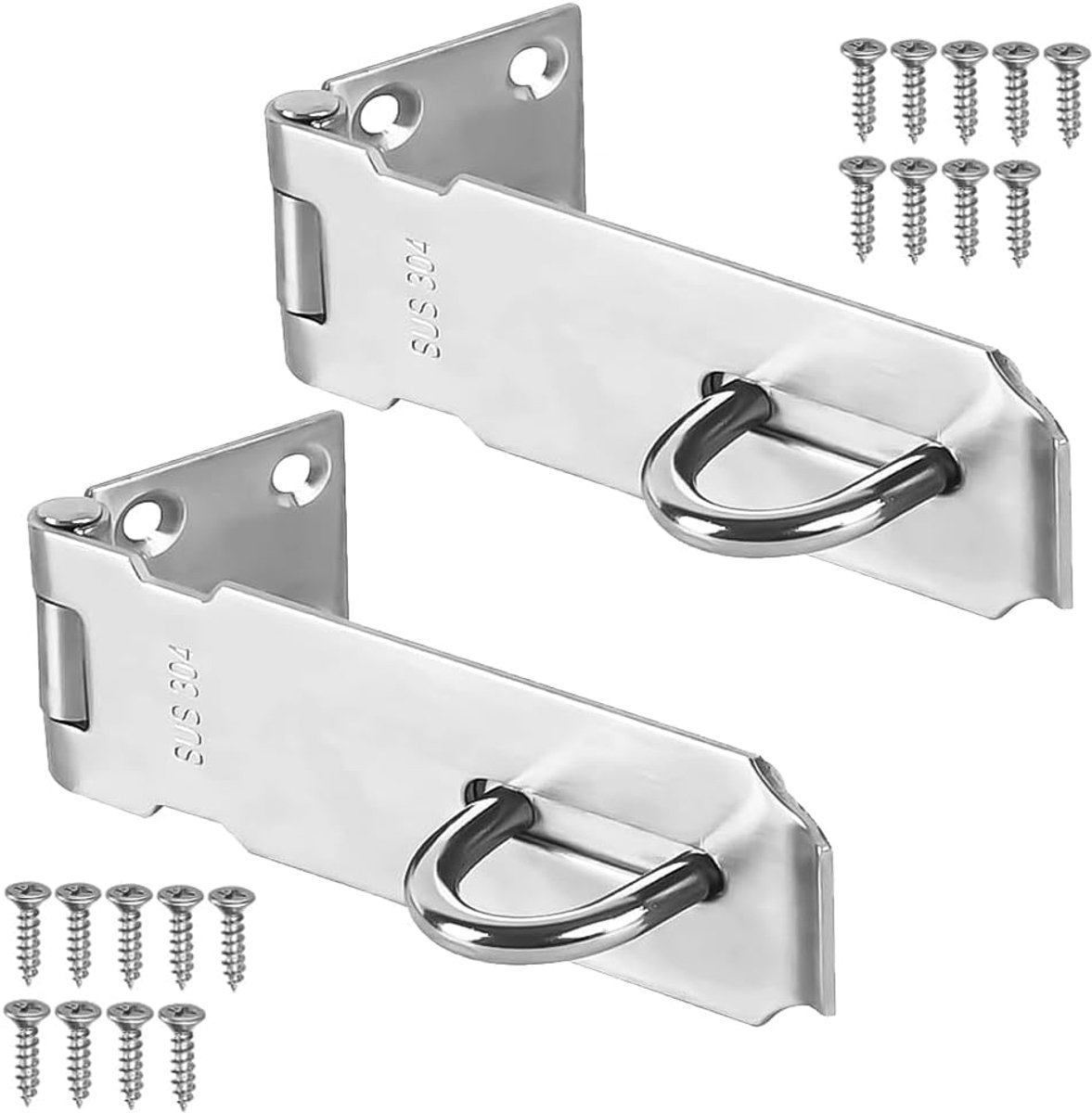 SnelShoppen - 2 Pcs Anti-Robber 5 Inch Lock Bolt Lockers - RVS 304 Slotbouten met Veiligheidsbeugels en Schroeven - Ideaal voor Poorten en Deuren