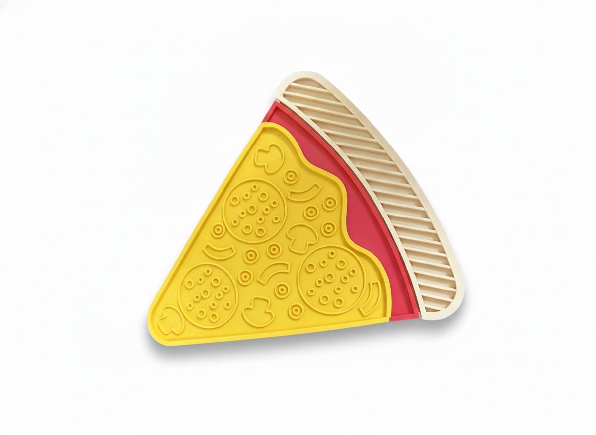 animalking Likmat voor Honden - Pizza Vorm - Voermat tegen Schrokken - Interactief Hondenspeelgoed - Slow Feeder - Siliconen