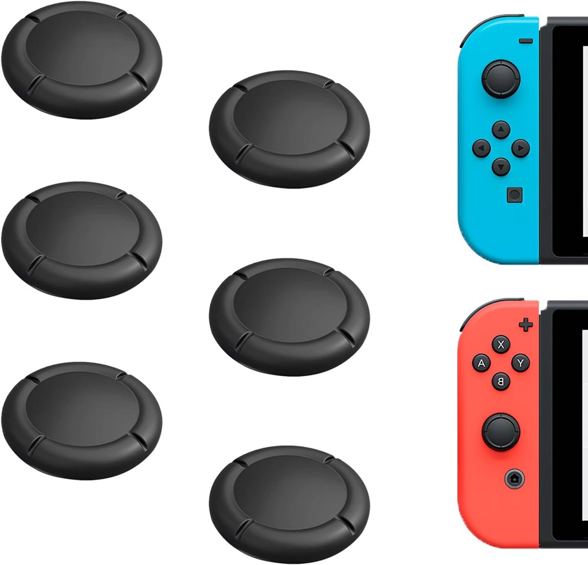 SnelShoppen - Silicone Analoge Joystick Covers - 3 Paar Vervangende Thumb Grip Caps voor Nintendo Switch/Switch OLED/Switch Lite - Zwart - Bescherming