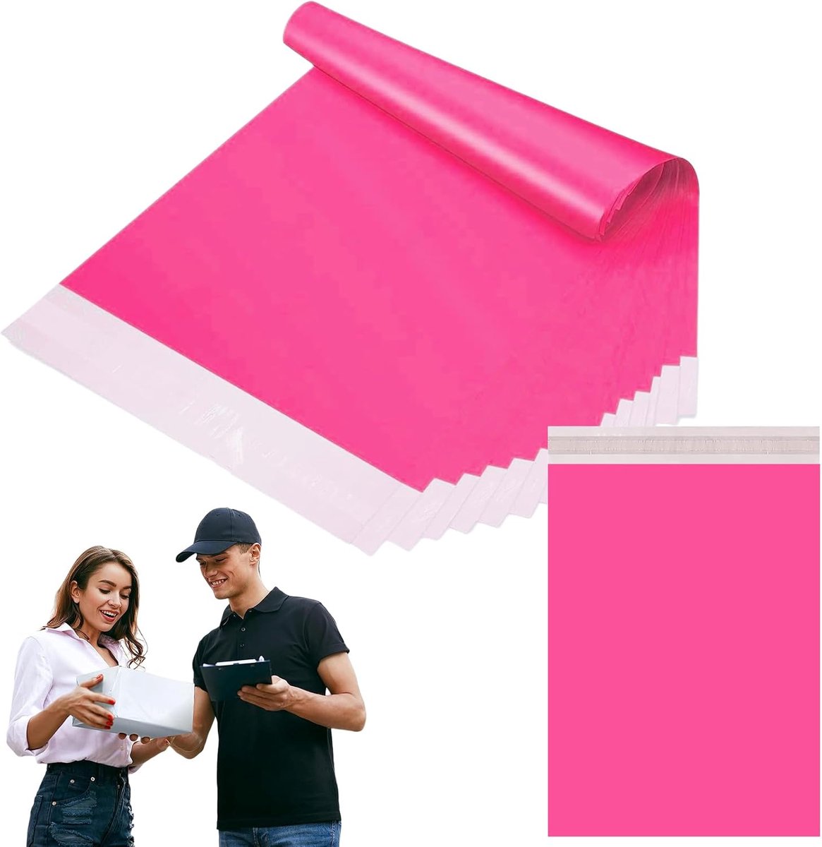 SnelShoppen - 50 Stuks 35x45cm Hot Pink Translucente Verzendzakken voor Kleding, Zelfsluitende Poly Mailers, Sterke Verpakkingszakken, Waterdicht en S