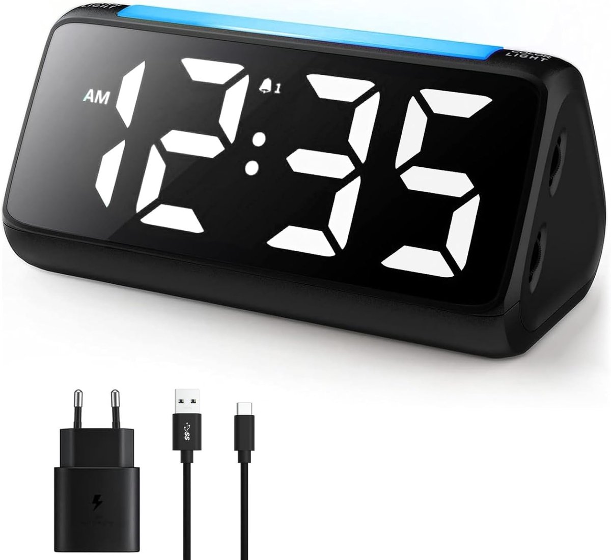 SnelShoppen - Kinder Digitale Alarmklok met LED Licht, LED Display, Helderheid 0-100%, 2 Alarmen, Snooze Functie, 3 Geluidsniveaus, USB Poort, Alarmkl