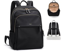 SnelShoppen - Dames Laptop Rugzak 14 Inch, Waterdicht, Stijlvolle Reis- en Schooltas, Ruime Zwarte Laptop Bag voor Werk en College