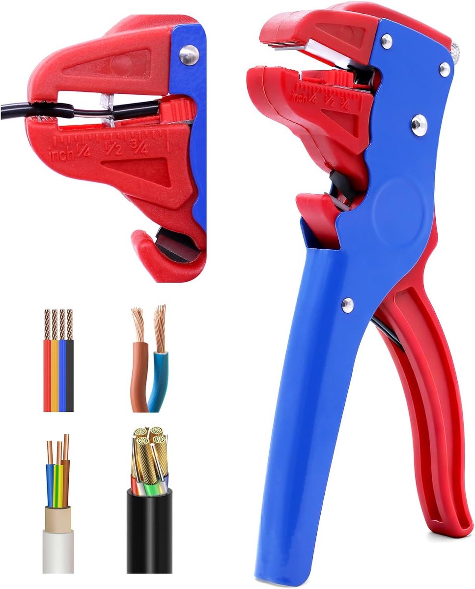 SnelShoppen - Automatische Stripping Pliers, 2-in-1 Draadstripper en Draadknipper, Voor Draad van 0.2 tot 6.0 mm², Ergonomisch en Duurzaam, Blauw en R
