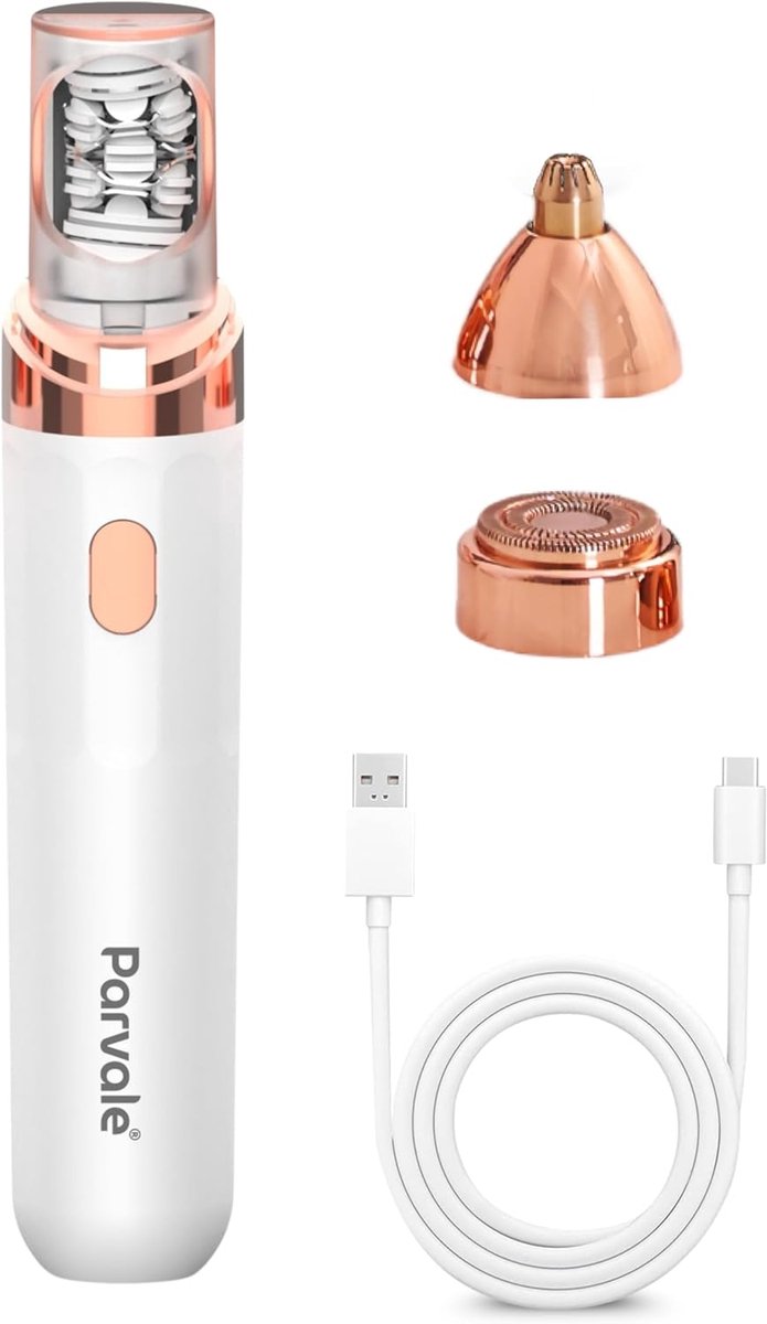 SnelShoppen - 3-in-1 Epilator voor Gezicht en Lichaam, LED Verlichting, 120 min Accuduur, USB-C Oplaadbaar, Voorwenkbrauwen, Wit