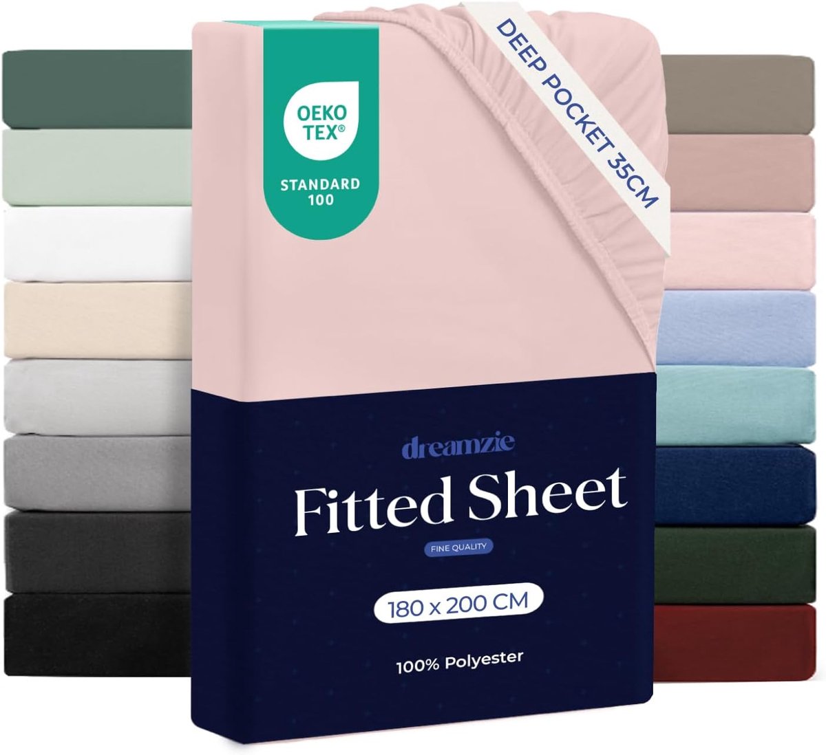 SnelShoppen - Fitted Sheet 180 x 200 cm - Zachte Microfiber - Hoekhoogte 35 cm - Voor Dikke Matrassen - Oeko-Tex Gecertificeerd - Roze - Dagelijks Geb