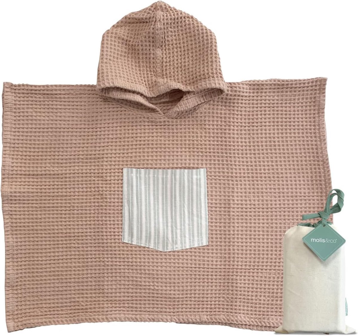 SnelShoppen - Kinderen Bath Poncho met Capuchon - Gestreepte Badhanddoek voor Kinderen van 5-6 Jaar - Lichtgewicht en Compact - Ideaal voor Strand, Zw