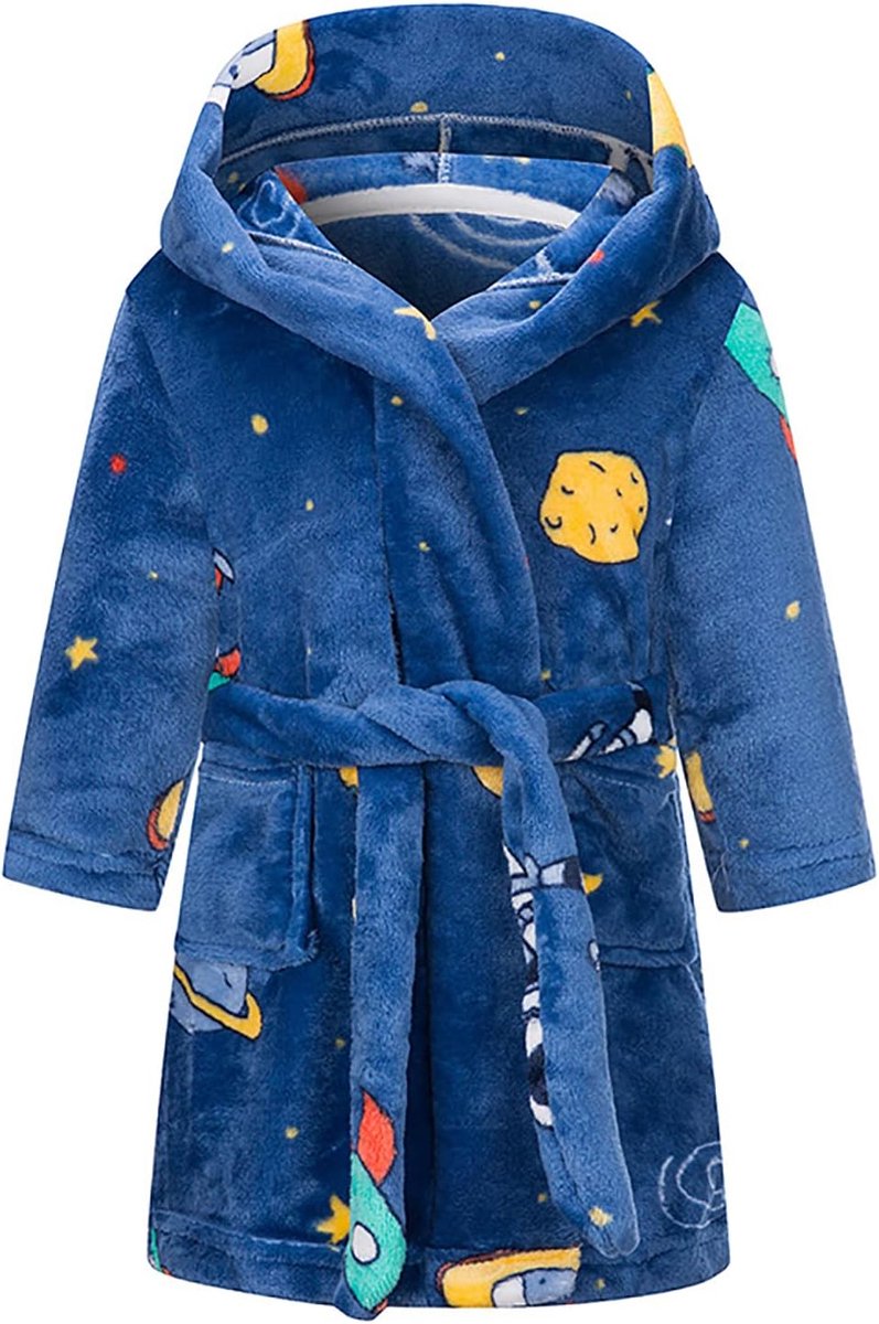 SnelShoppen - Unisex Kinderen Badjas voor Jongens en Meisjes - Zachte Flanel Fleece Badjas 1-12 Jaar - Ideaal voor Thuis, Zwembad en Slapen