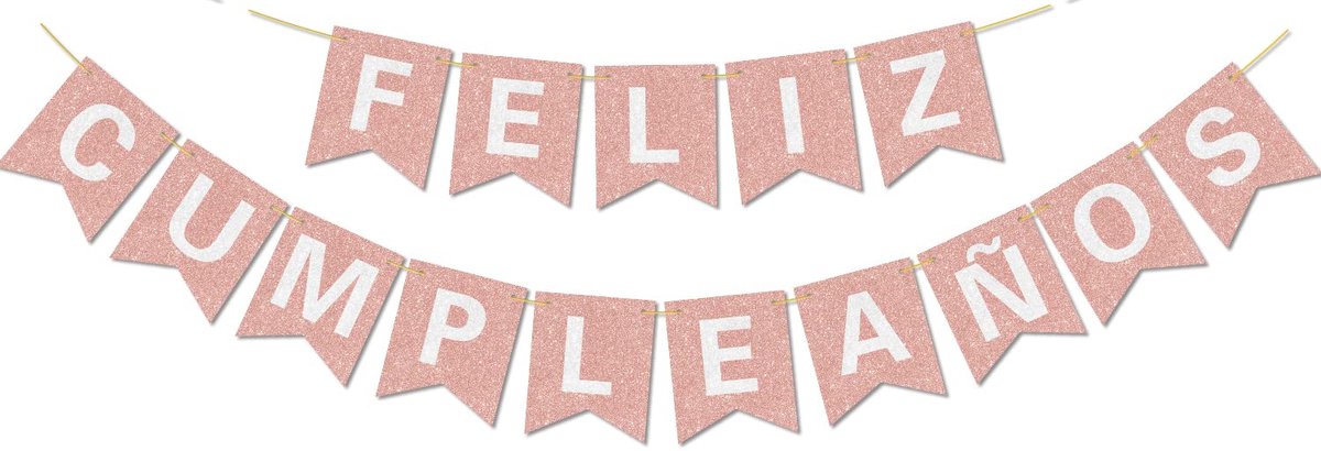 SnelShoppen - Prestretched Feliz CumpleañOs Banner voor Rose Gold Verjaardagsfeest - Glanzende Letters en Glitter - Perfecte Decoraties voor Feesten e
