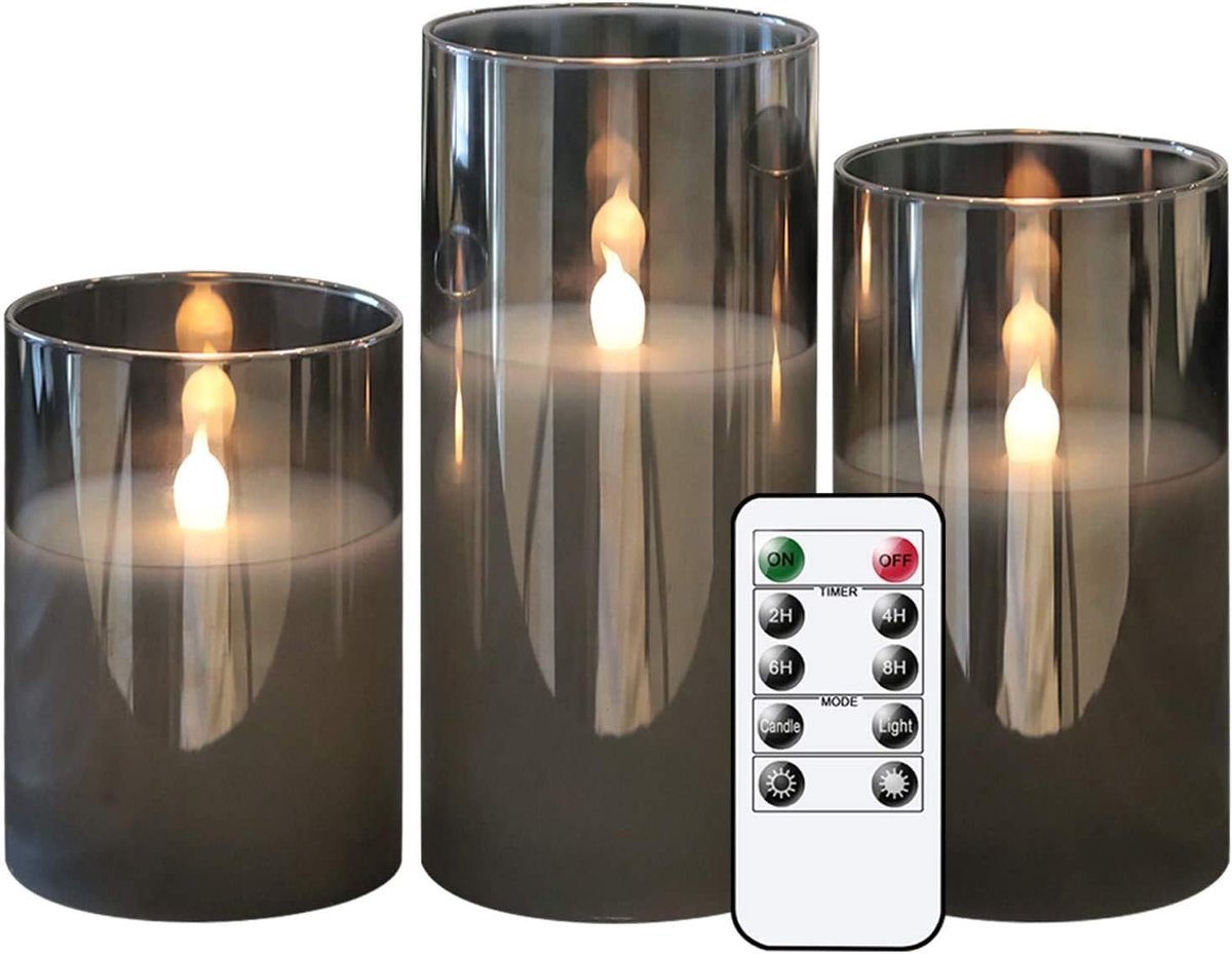 SnelShoppen - Vlamloze LED kaarsen op batterijen met timer en afstandsbediening - Warm lichtgevende flikkerende kaarsen van was voor Kerstmis en huisd